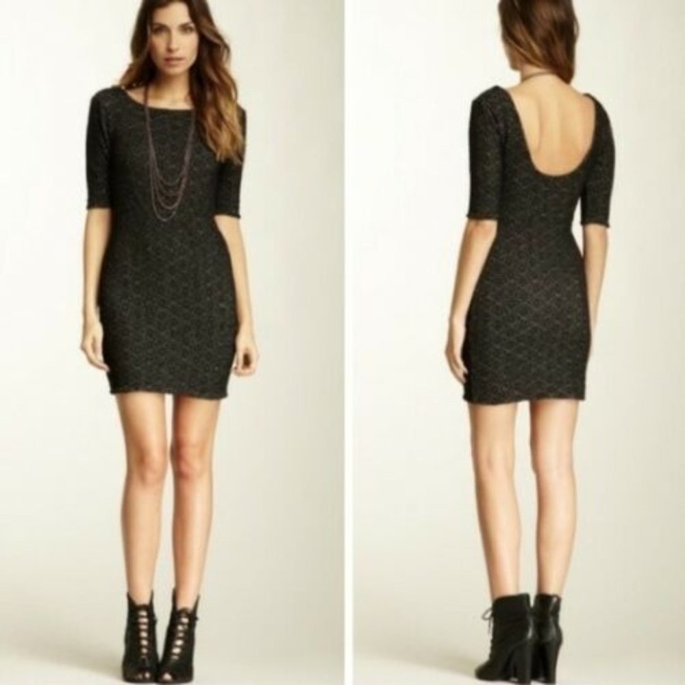 FREE PEOPLE Black Open Back Bodycon Dress